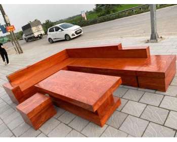 Bộ sofa góc L nguyên khối hộp gỗ hương đá BG307
